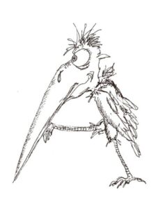 Oiseau en forme de lettrine A majuscule
