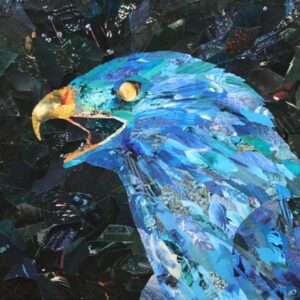 Un aigle aux plumes bleues, d'eau et de glace.