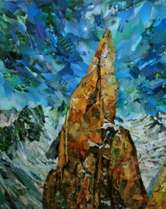 L'aiguille du Grépon, flèche rocheuse arrière plan de glaciers