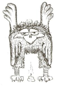 Oiseau en forme de lettrine H majuscule