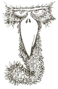 Oiseau en forme de lettrine J majuscule