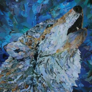 Un loup qui hurle sous la Lune