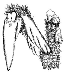 Oiseau en forme de lettrine N majuscule