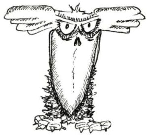 Oiseau en forme de lettrine T majuscule