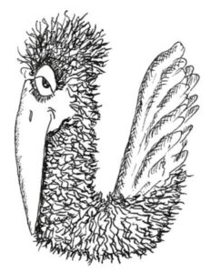 Oiseau en forme de lettrine U majuscule
